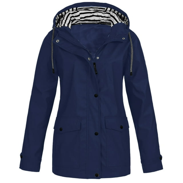 drppepioner Veste de Pluie Unie pour Femmes, Imperméable à Capuche, Coupe-Vent, Grande Taille