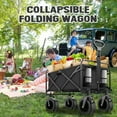 thumbnail image 4 of Qunler 560lbs Collapsible Folding Wagon, Big Bucket Beach Cart, Heavy Duty Large Capacity Garden Wagon with Multi-Terrain Brake Wheels for Outdoor Camping, Shopping, Sports, Grocery, Kids, Black, 4 of 14
