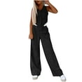 thumbnail image 6 of Wensltd Womens Solid Color V-neck Sleeveless Vest High Waisted Wide Leg Pants Set, 6 of 8