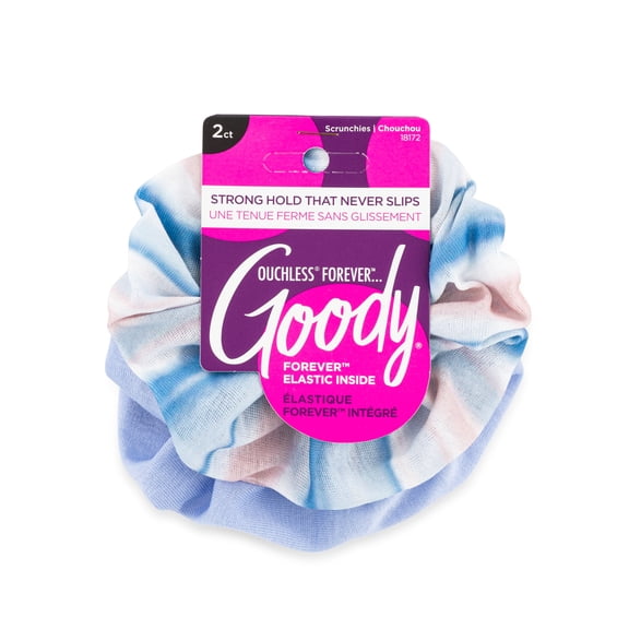 Goody® Ouchless® Forever™ Blue & Striped Scrunchies, 2 CT