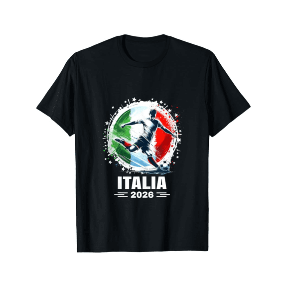 Italia 2026 Soccer Fan Graphic T-Shirt - Retro Italy Football Player Sports Tee for Men and Women - Distressed Italian Flag Athletic Apparel