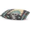 thumbnail image 5 of Skull with Indian Feather Hat Velvet Oblong Lumbar Plush Throw Pillow Cover/Shams Cushion Case - 16x24in - Decorative Invisible Zipper Design for Couch Sofa Pillowcase Only, 5 of 5