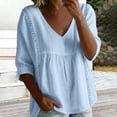 thumbnail image 2 of Womens Floral Babydoll Tops，Women'S Print T Shirt Beach Vacation Blouses Boho Floral Tops 3/4 Puff Sleeve Pleated Blouse Peasant Blouses Peplum Tops For Women Lace 3/4 Sleeve Flowy Tunic XL, 2 of 8