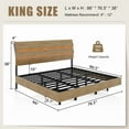 thumbnail image 2 of Einhomn King Size Floating Bed Frame with LED and Charging Station,Metal Platform Bed Frame with Storage Headboard,No Box Spring Needed,Noise-Free,Easy to Assemble,Oak, 2 of 7