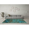 thumbnail image 3 of Ahgly Company Indoor Square Oriental Turquoise Blue Industrial Area Rugs, 4' Square, 3 of 4
