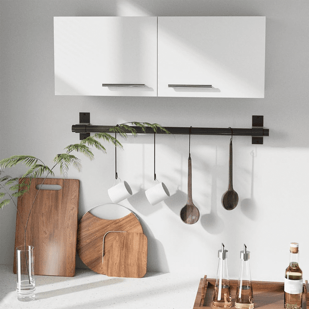 Armario de Cocina para Montar en la pared, Adecuado para Lavaderos, Cocinas y Salones, 80 x 29 x 30 cm - Blanco (2 puertas)