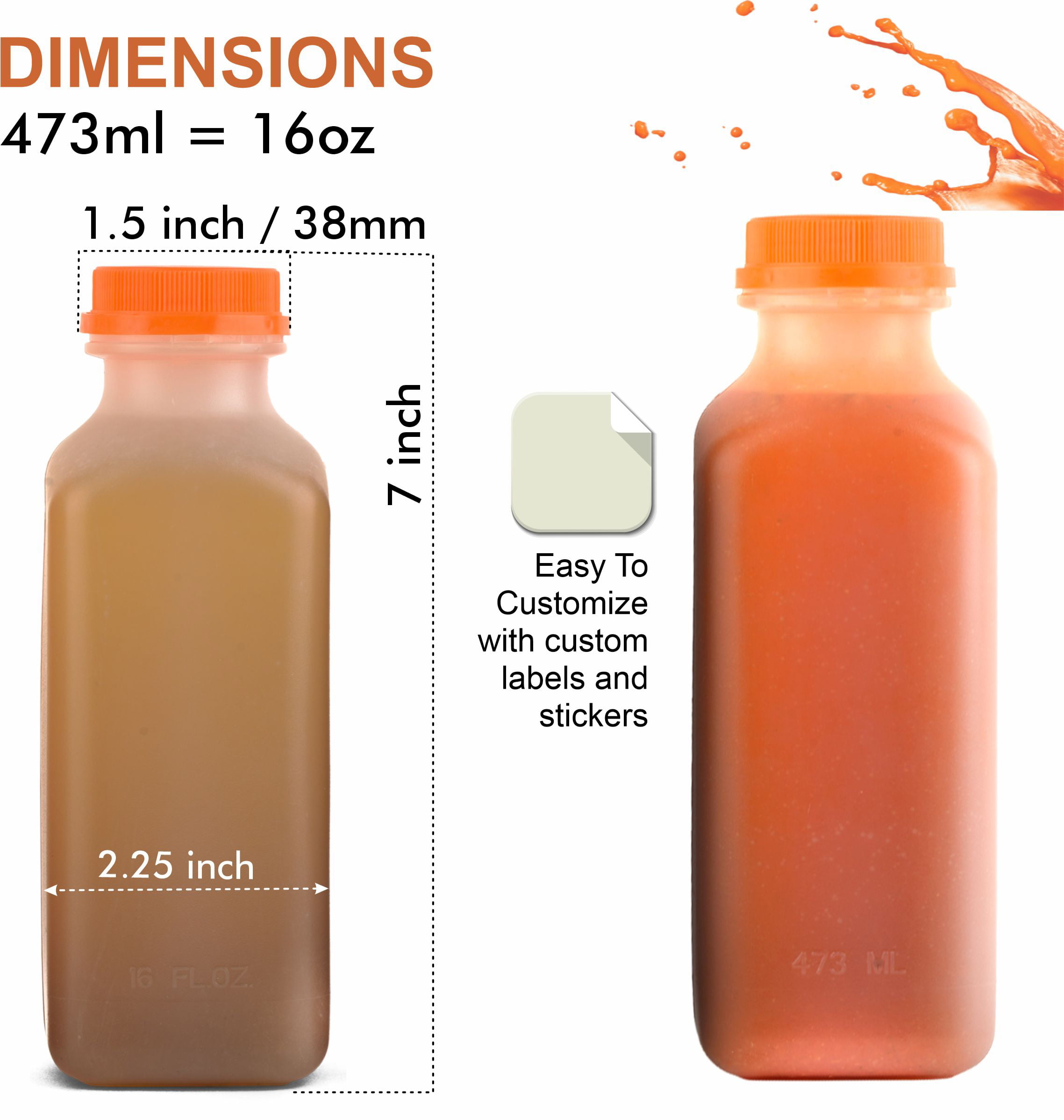 16 OZ Empty PET Plastic Juice Bottles - Pack of 14 Reusable Clear Disp –  SHANULKA Home Decor