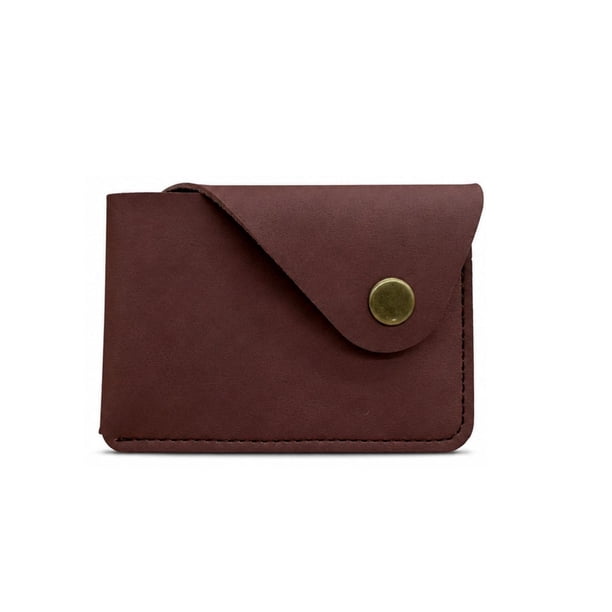 Cartera tarjetero, pequeño estuche regalo para hombres y mujeres, estilo vintage, compacto, piel sintética. Marrón oscuro