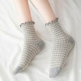 thumbnail image 4 of 6 Pairs Checkered Ruffle Socks Women - Cute Plaid Frilly Sock - Casual Crew Cotton Socks Size 5-9 Women's Pilates elite, 4 of 6
