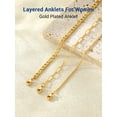 thumbnail image 6 of PROSTEEL 3 Pcs Stainless Steel Summer Anklet for Women 14K Gold Plated Paperclip Cuban Figaro Charm Bracelet Beach Jewelry Birthday Gift 8.5 Inch Chain, 6 of 7