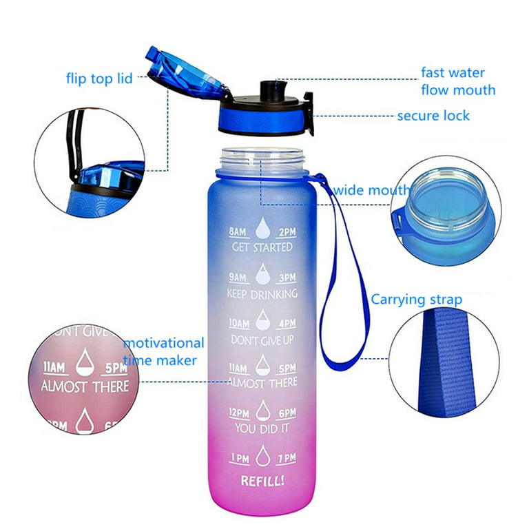 Water Bottle 2 Liters with Lid and Straw Timescale Reminder for Sport  Outdoors Cute Water Bottles for Girls Free Shipping Items