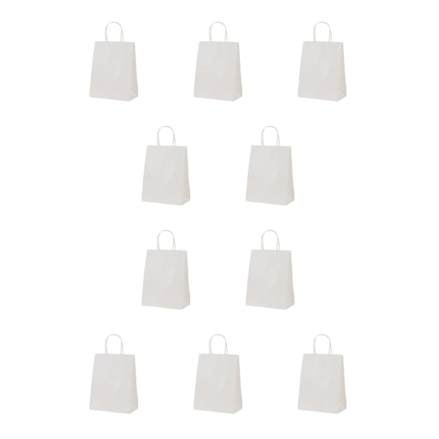 Cateissary 10 Uds bolsa de papel Kraft con asa giratoria herramienta de almacenamiento de ropa de carga antideformable bolsas de moda para hornear Almacenamiento y organización del hogar Blanco