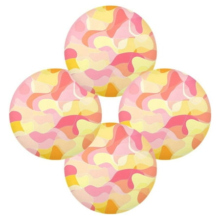 

Round Placemat Set 15.4 Inch Diameter Table Mats Heat-Resistant Decorative for Dining Tables Red and Yellow Abstract