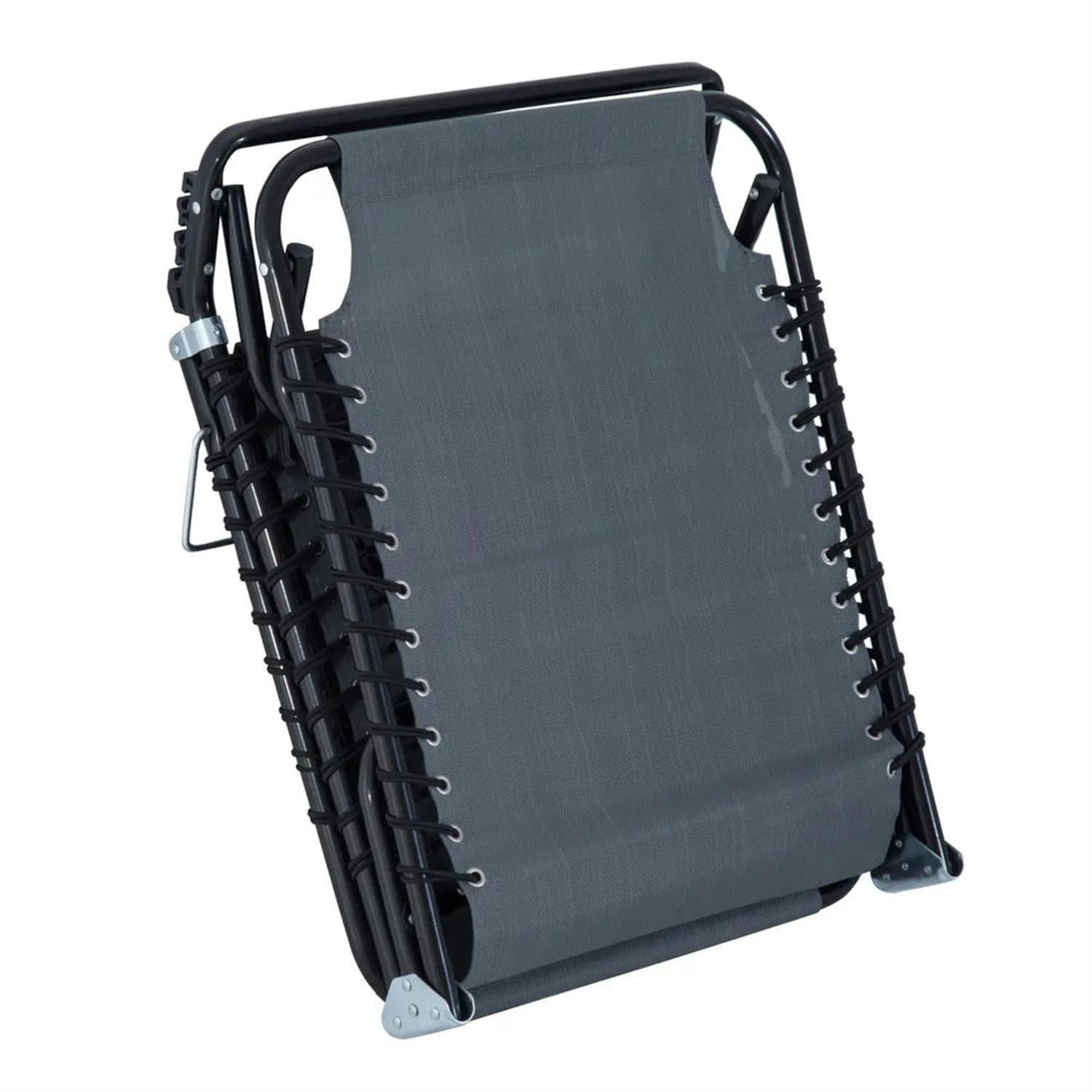 Demi Bonn Outdoor Folding Chaise Lounge with 4-Position Reclining, Mesh Seat & Bungee Back for Beach, Yard, Patio, Gray