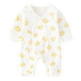 thumbnail image 2 of Alkepwun Unisex Baby Cotton Romper Boys Wrap Tie One Piece Jumpsuits Infant Short Sleeve Footless Pajamas Newborn Summer Playsuit Outfit Baby Girl Clothes 0-9M, 2 of 4
