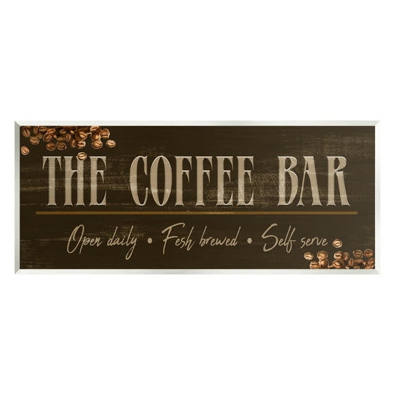 Stupell Industries Rustic Coffee Bar Sign Food & Beverage Painting Unframed Art Print Wall Art, 17 x 7