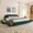 Green+MDF, variant on HMYG King Size Upholstered Bed Frame Modern Minimalist Style-Circle Yarn Fabric,Tall Curved Headboard,Sturdy Leg Support Wheeled Drawer Storage,Mattress Not Included-Green
