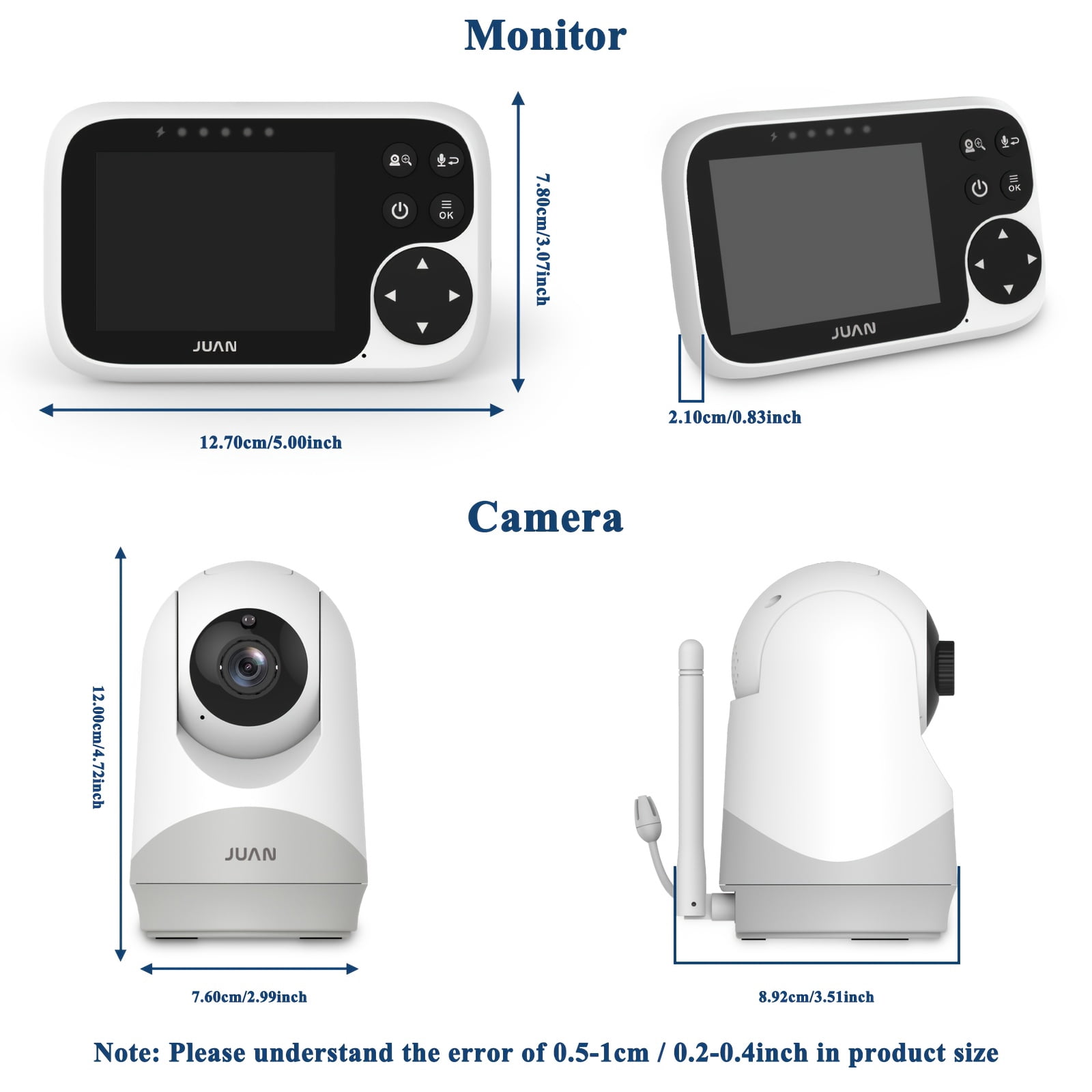 1pc/2pcs 320° Camera Monitor Security with Camera Night Vision, No Wifi, 3.2" IPS LCD Screen, 2-Way Talk, VOX Mode, Feeding Reminder Temperature Sensor And 8 Lullabies As Christmas New Year Gift