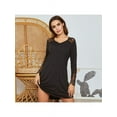thumbnail image 3 of Womens Nightgown Long Lace Sleeve Nightshirt V-neck Night Dress Button Down Pajamas for women Girls Thigh Length Loungewear Comfy Sleepwear Summer Sexy Pajama Dress Nightwear XS-XL, 3 of 7