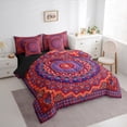 thumbnail image 3 of Manfei Bohemian Mandala Bedding Comforter Set 7 Pieces for Girls Women, Hippie Floral Flower Queen Bedding Sets, Red Purple Queen Sheet Sets, Luxury Bedroom Decor, 3 of 8