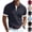 07# Dark Gray, variant on Ribbed Polo Shirts for Men Summer Casual Button Up Short Sleeve Shirts Textured Collared Cuban Shirt Knit Henley Tops Black M