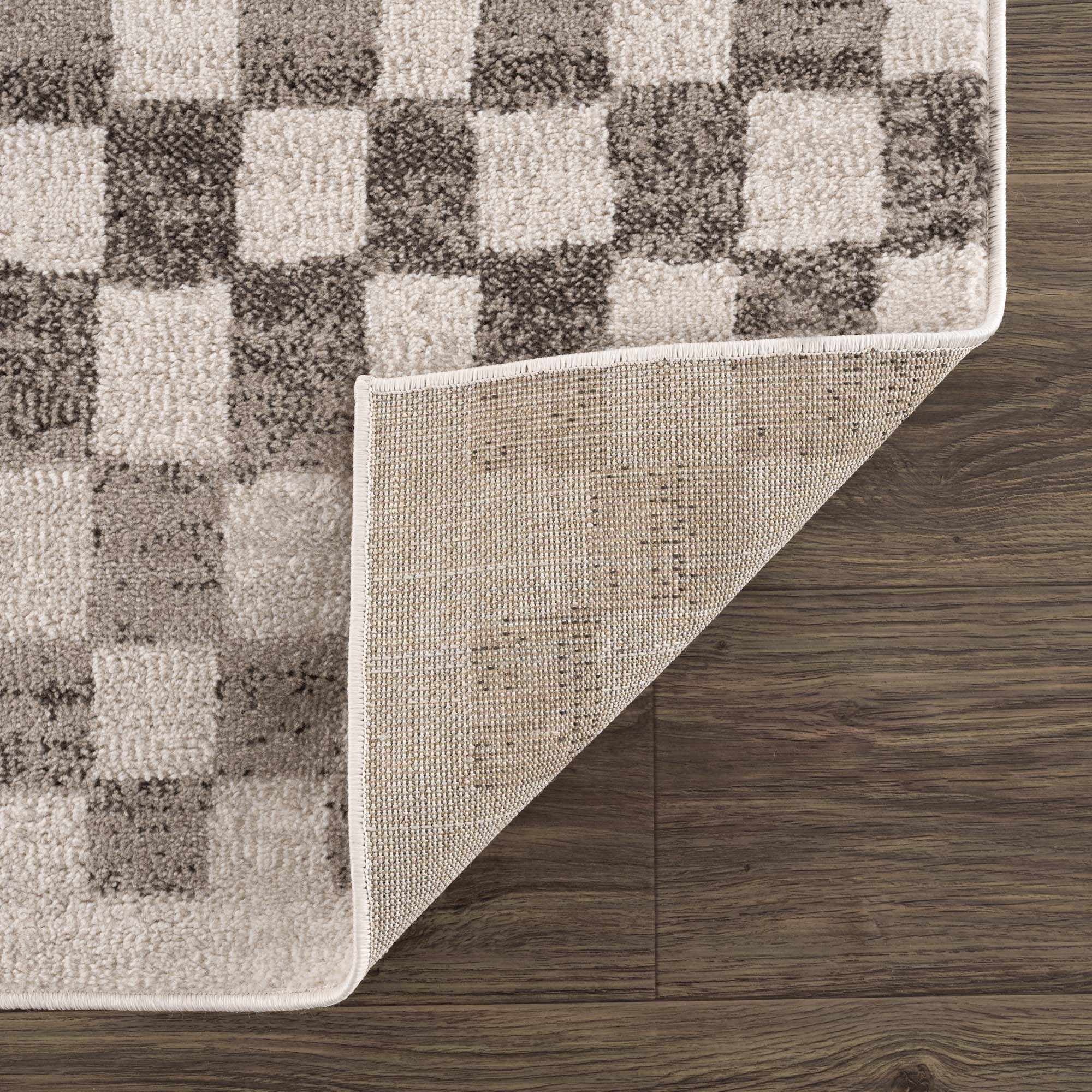 BoutiqueRugs Benjy Modern Checkered Extra Large Area Rug - Contemporary Geometric Carpet for Living Room, Bedroom, Kids Room, Nursery - Cream, Beige, Tan - 8'10" x 12' (9x12)