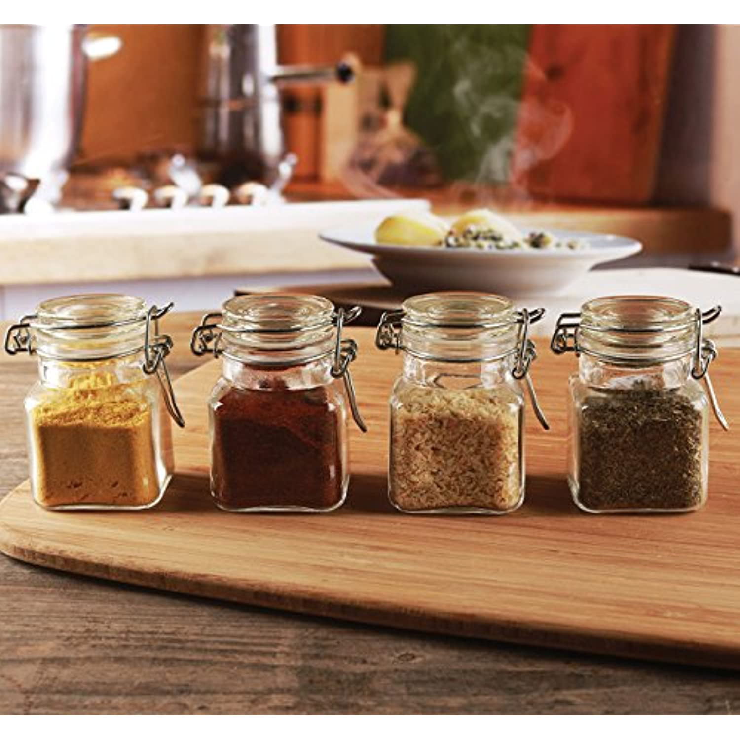 Circleware Glass Spice Jar with Swing Top Hermetic Airtight Locking Lid