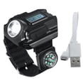 thumbnail image 1 of Injueey Linterna de muñeca LED, reloj con brújula recargable, luz de muñeca portátil XPE, accesorios para herramientas de iluminación para acampar Iluminación y accesorios Injueey HA5779-00B, 1 of 6