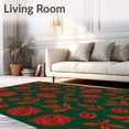 thumbnail image 2 of ODIKA 5'x7' Machine Washable Non-Slip Area Rug, Jolly Pinecone Berries Foliage Vintage Nostalgic Elegance High Traffic Rug, Green, 651547, 2 of 7