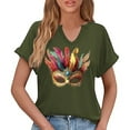 thumbnail image 6 of AUNVITO Women's Carnival V-Neck Short Sleeve T-Shirt with Fun-Themed Print Casual Comfortable Fit, 6 of 6