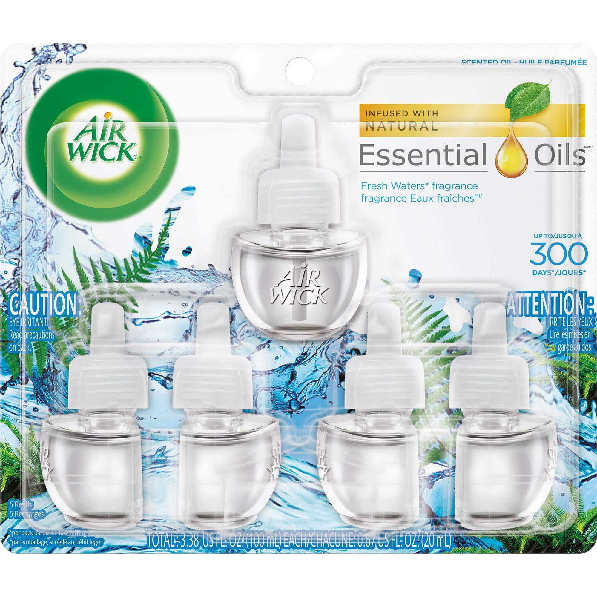 Air Wick plug in Scented Oil 5 Refills, Fresh Waters, (5x0.67oz