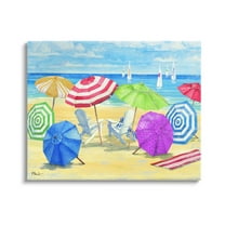 Stupell Industries Umbrella Coast Vibrant Beach Landscape Painting Gallery Wrapped Canvas Print Wall Art, Design by Paul Brent