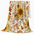 thumbnail image 2 of Sunflower Field Autumn Leaves Botanical, Cozy Botanical Garden Scene, Warm Flannel Blanket for Sunroom and Reading Nook, Garden Lovers Thanksgiving Gift, Botanical Home Decor, 2 of 9