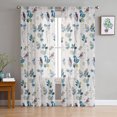 thumbnail image 3 of Sheer Curtains 84 inches Long, Plant Leaves Robin Bird Linen Texture Light Filtering Sheer Window Curtains Rod Pocket Voile Drapes for Bedroom Living Room, 52"W x 84"L 2 Panels, 3 of 7