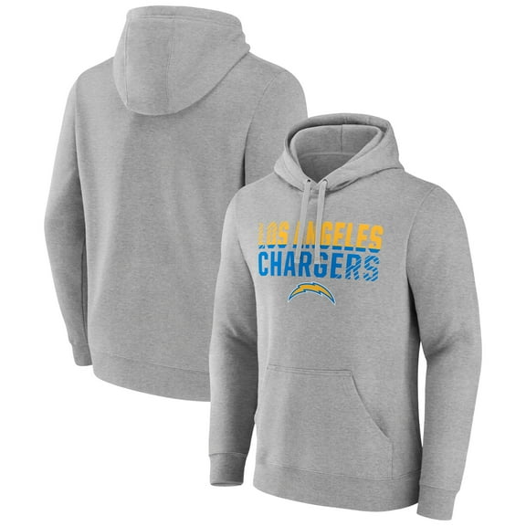 Men's Heather Gray Los Angeles Chargers Team Fade Out Fitted Pullover Hoodie