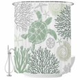 thumbnail image 2 of Shower Curtains for Bathroom, Sage Green Coastal Turtle Waterproof Fabric Shower Curtain, Ocean Coral Nautical Decorative Bathroom Curtain for Bathtub, 66"x72", No Hooks Included, 2 of 9