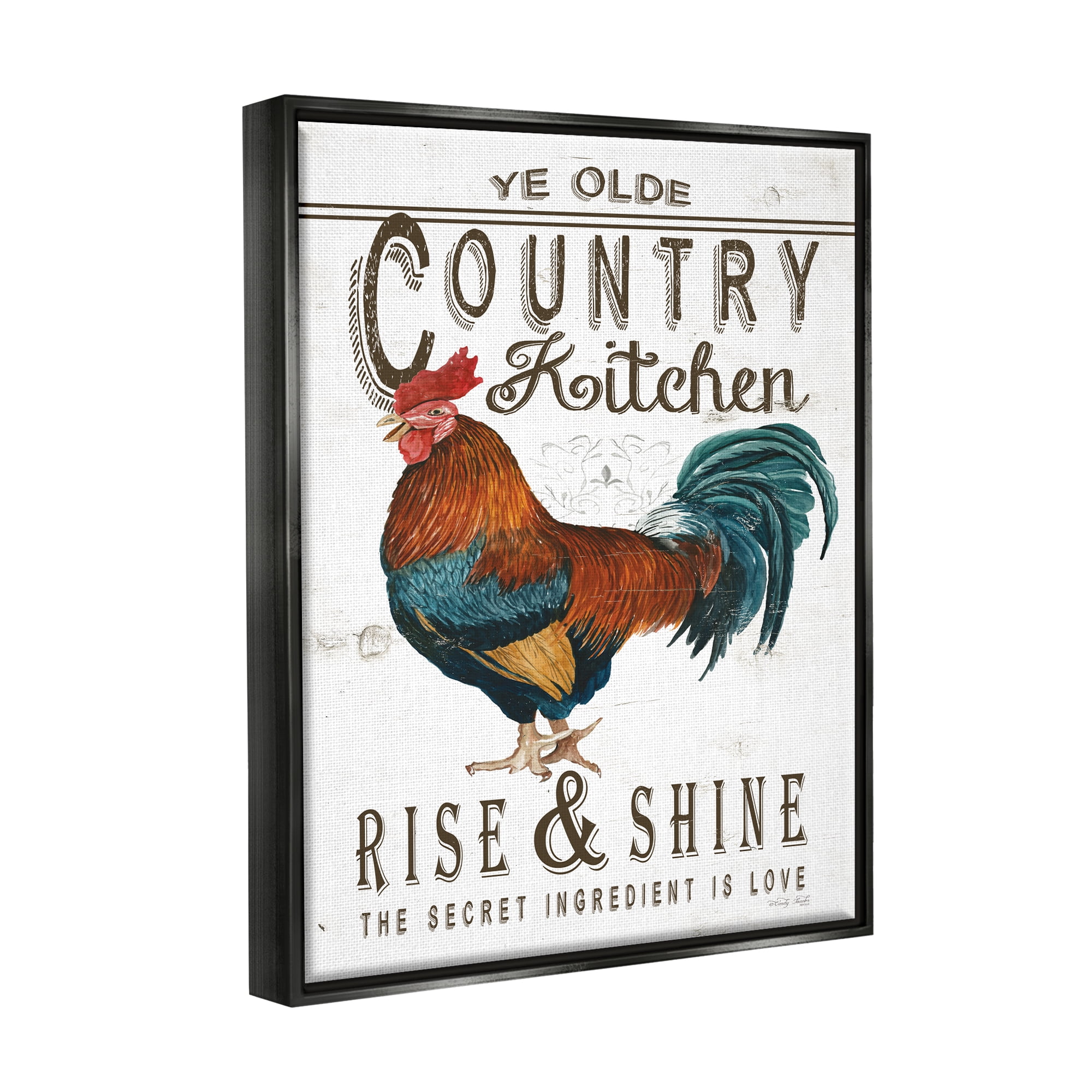Stupell Industries Country Kitchen Rustic Phrase Botanical & Floral Painting Black Floater Framed Art Print Wall Art, 25 x 31