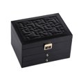 thumbnail image 1 of KLKCMS Jewelry Box 2 Layers Multifunctional Jewelry Case for Rings Trinkets Glasses Black, 1 of 9