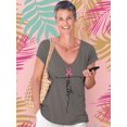 thumbnail image 3 of Breast Cancer Support Faith Cross Women's V-neck, XL, Heather Charcoal, 3 of 5