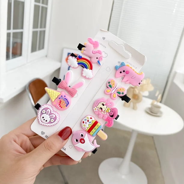10 unids/set nuevas pinzas para el cabello de unicornio de dibujos animados para niñas, horquillas encantadoras para niños, diadema de helado, pasadores, accesorios para el cabello de moda