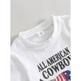 thumbnail image 5 of 4th of July Western Infant Toddler Kids Baby Boys Summer Clothes Cow Letter Print Short Sleeve T-shirts+Shorts Outfits, 5 of 9