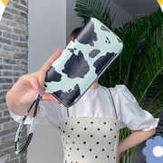 Aellinatey Stylish Cow Print Handheld Wallet PU Card Holder Purse for Fashionable Women