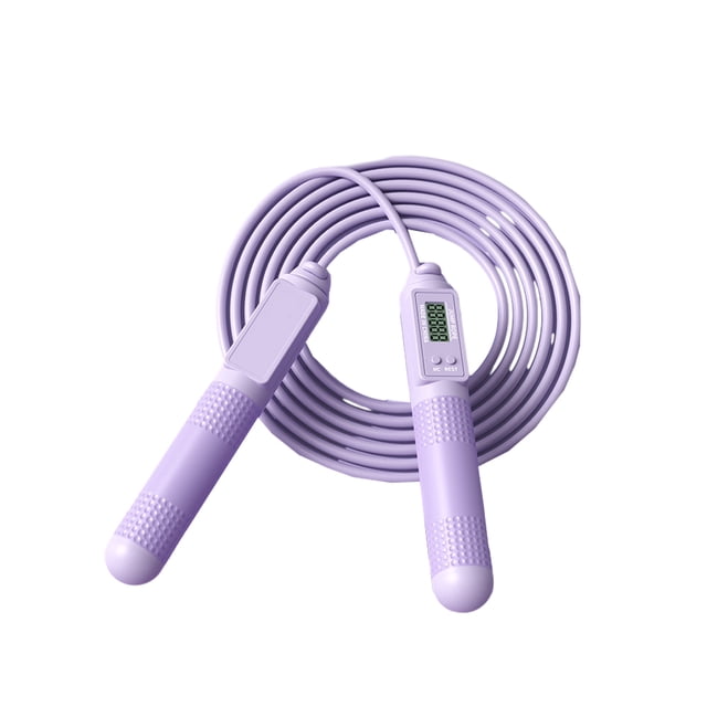 Greeniant Cuerda de saltar de PVC Reemplazo portátil Color sólido digital Control de botones para interiores y exteriores Cuerdas de saltar Ropa Deportiva, Zapatos Púrpura Cable