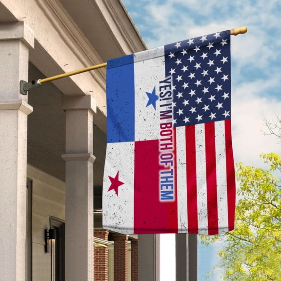 American Half Panama Flag Panamanian Friendship U.S.A My Home My Blood House Flag, Double-Sided Decorative Outdoor Flag, Patriotic Polyester Yard Flag 29.5 x 39.5 in