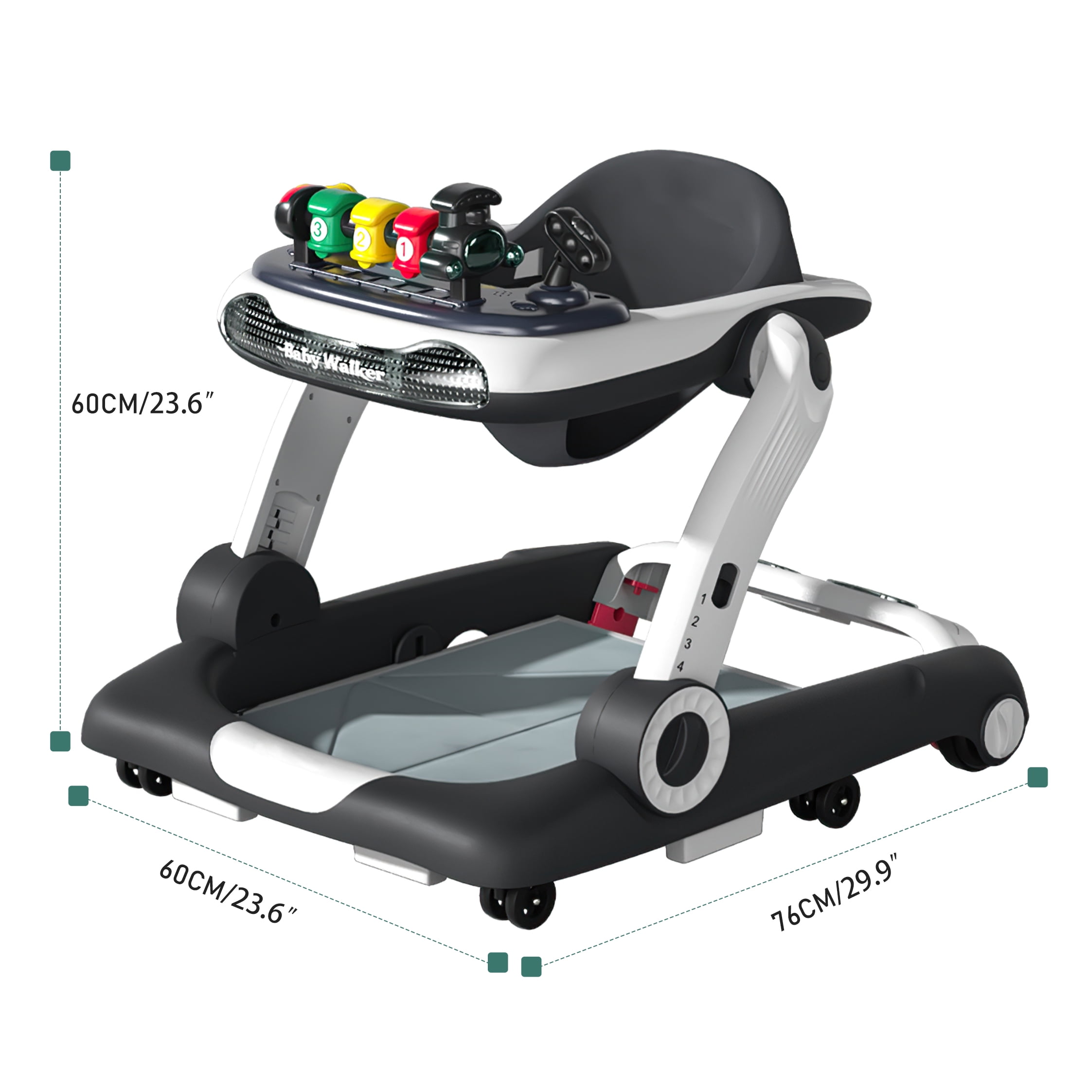 Loewten Baby Walker, 3 in 1 Music and Lights Toddler Jumper, Music Bouncer Walkers for Boys Girls Babies 6-18 Months, Black