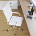 thumbnail image 6 of Merrick Lane White High Panel-Back Ergonomic Office Chair with Padded Chrome Arms Executive Faux Leather Swivel Computer Desk Chair, 6 of 15