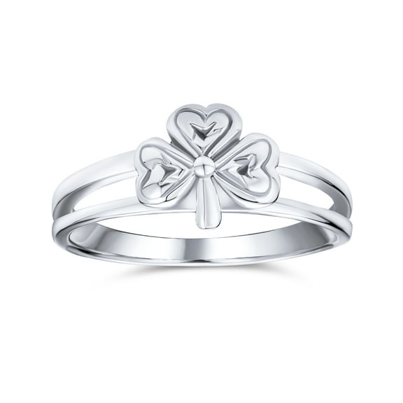 Bling Jewelry Womens Delicate Silver Ring with Celtic Trinity Shamrock Clover Design Oxidized Finish