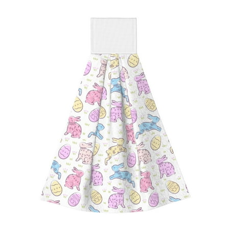 

Coaee Easter Colorful Rabbit for Fast Absorbent Hanging Towels with Velcro for Kitchen Bathroom Laundryroom