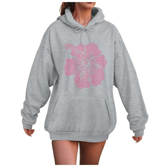 yueewhu Graphic Hoodies Women Y2k Oversized Sweatshirt Long Sleeve Pullover Sweater Cute Hooded Preppy Top Shirts L/L(Light Gray, XL)
