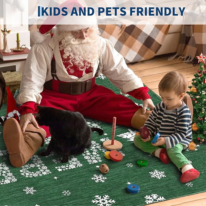 Merry Christmas Welcome Mat Outdoor Coir Doormat, with Heavy-Duty PVC Backing, Kitchen Rugs and Mats Washable Non-Skid Kitchen Mats Christmas Decorative Runner Rugs for Outdoor/Indoor Uses 6'x9'